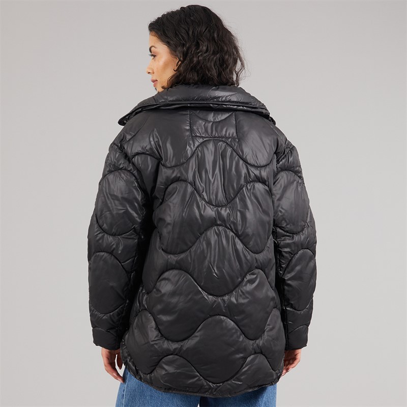 JJXX Womens Stella Shiny Quilted Coat Black