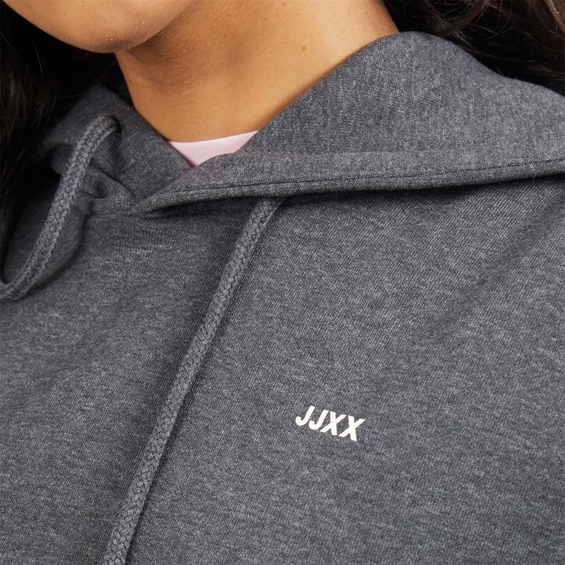 JJXX Sweat à Capuche Abbie Femme Gris Foncé Chiné imprimé/Blanc logo JJXX Dark Grey Melangeprint:White Jjxx Logo