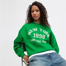 JJXX Damen Merle Sweatshirt Grün Beeprint New York Green Beeprint:New York