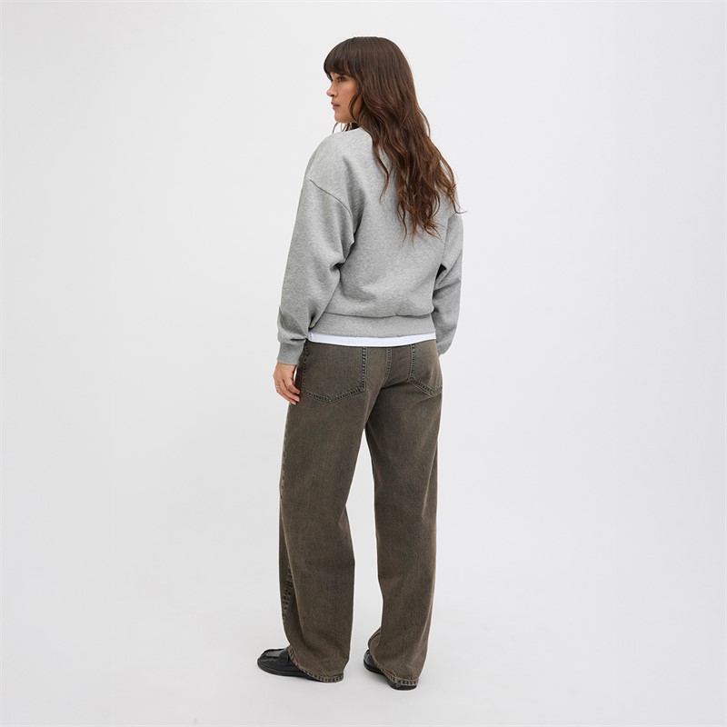 JJXX Damen Merle Pullover Hellgrau Melange Aufdruck Saint Tropez Light Grey Melangeprint:Saint Tropez