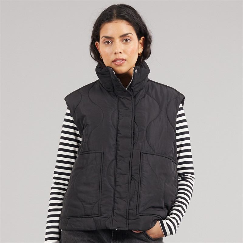 JJXX Womens Serena Quilted Vest Black