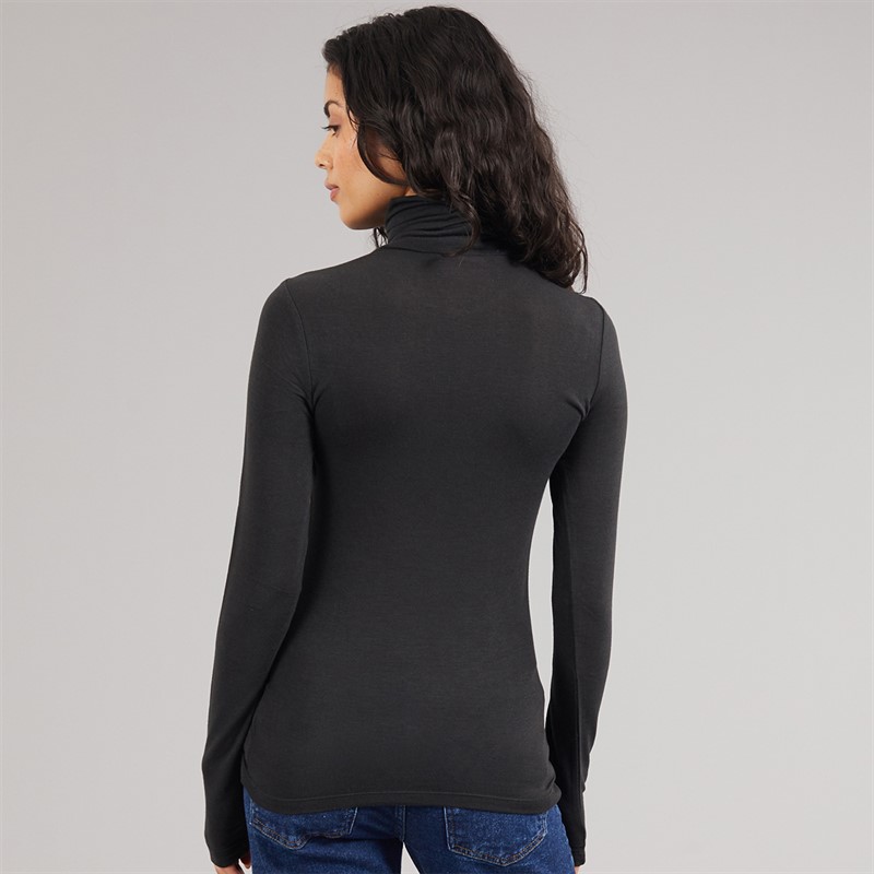 JJXX Womens Nova Long Sleeve High Neck T-Shirt Black