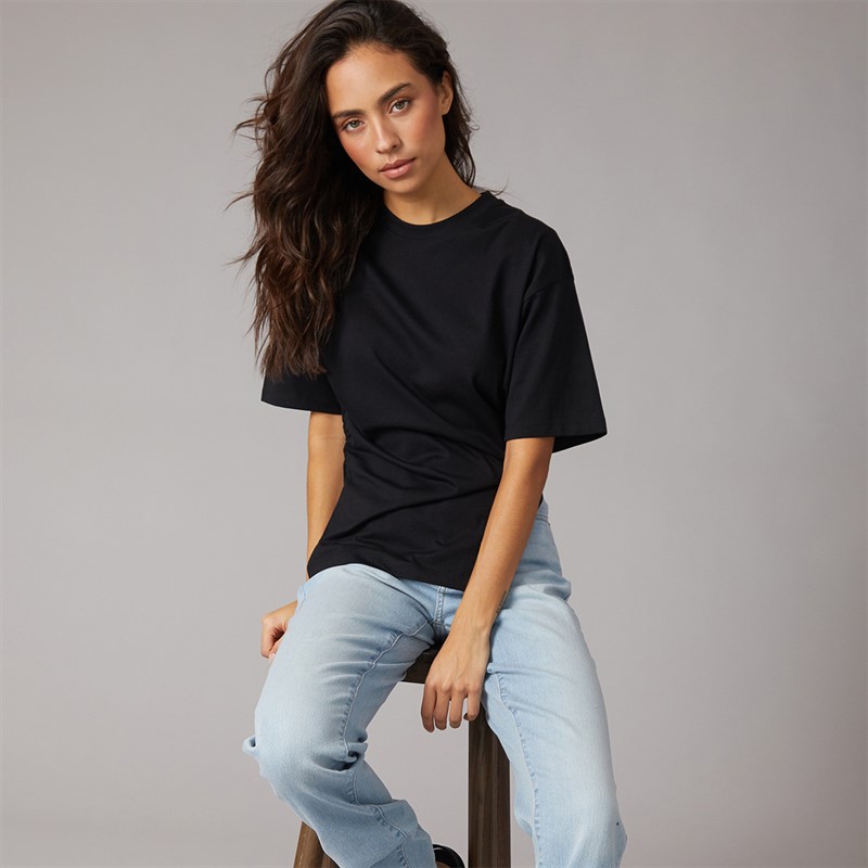 JJXX Womens Annabell Asymmetric T-Shirt Black