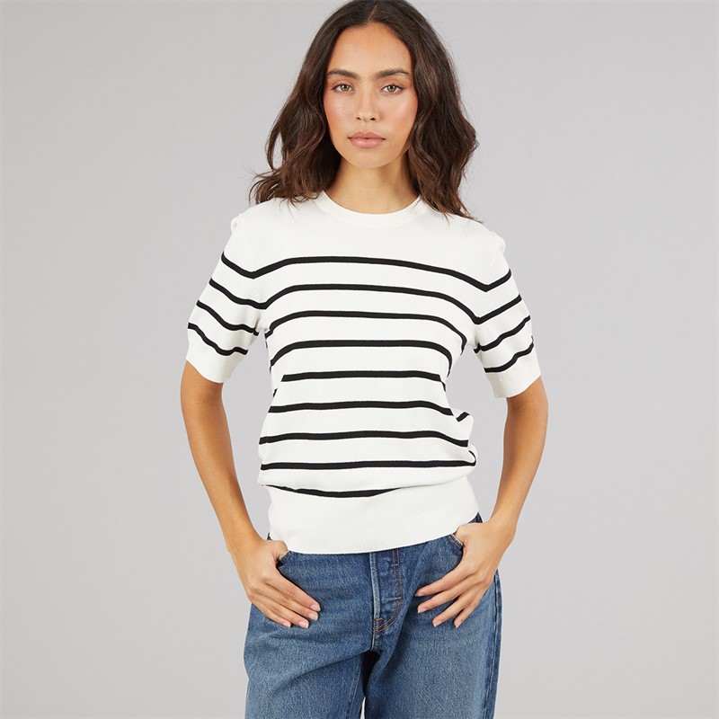 JJXX Womens Layla Knitted T-Shirt Vanilla Icestripes/Black Vanilla Icestripes:/Black