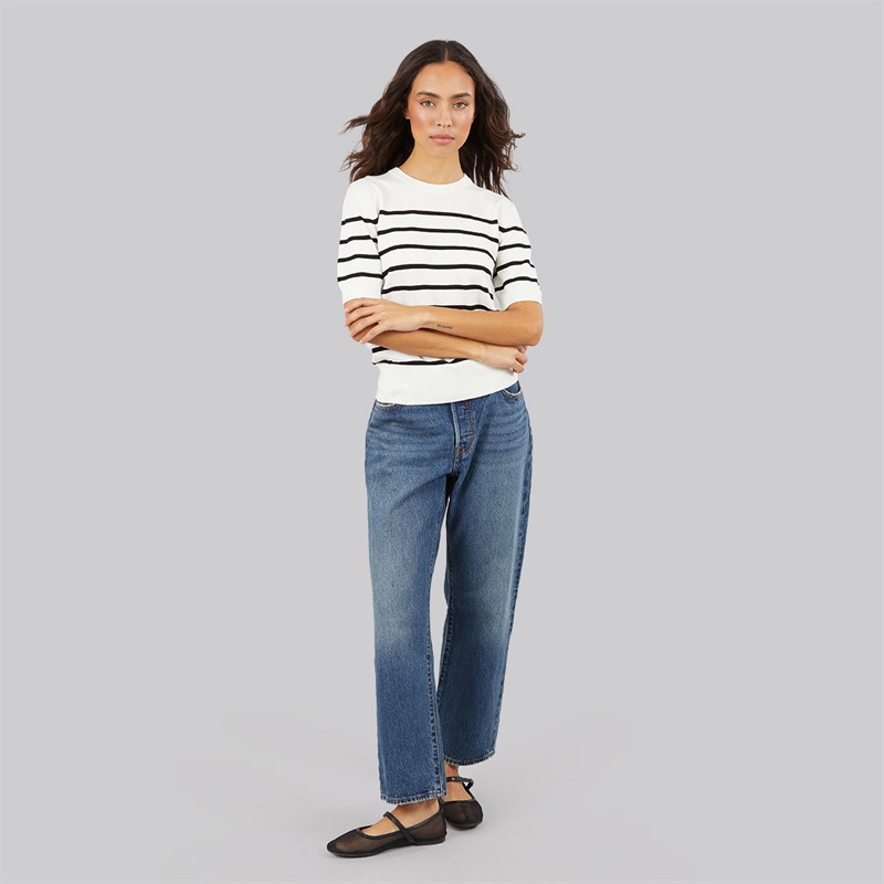 JJXX Womens Layla Knitted T-Shirt Vanilla Icestripes/Black Vanilla Icestripes:/Black