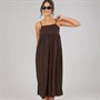 JJXX Womens Linen Blend Stripe Maxi Dress Seal Brown