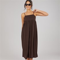 JJXX Womens Linen Blend Stripe Maxi Dress Seal Brown