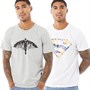 DC ORIGINALS Mens Floral Superman And Batman Begins Two Pack T-Shirts White/Grey Marl