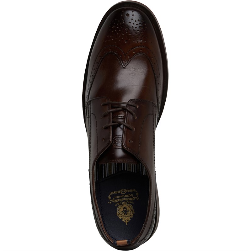 Base London Kitchin Softy Scarpe Brogue Uomo In Pelle Marrone, Suola In Resina, Plantare Ortholite