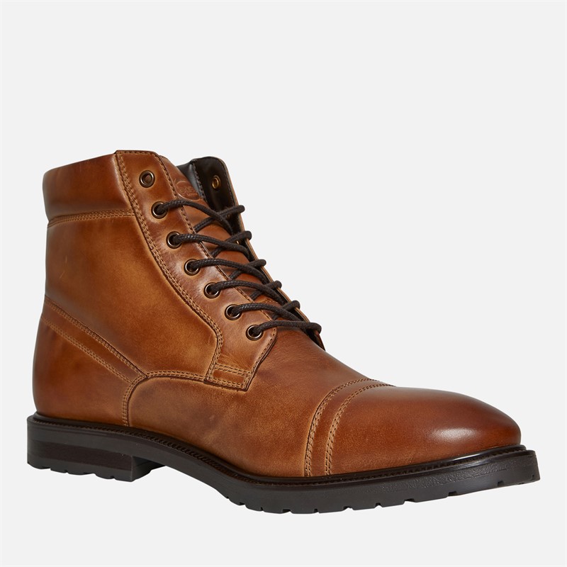 Base London Mens Dave Toe Cap Boots Dark Tan