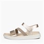 ECCO Womens Flowt Nubuck Wedge Sandals Pure White Gold
