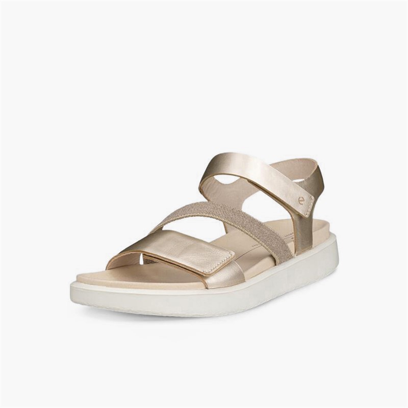 ECCO Womens Flowt Nubuck Wedge Sandals Pure White Gold