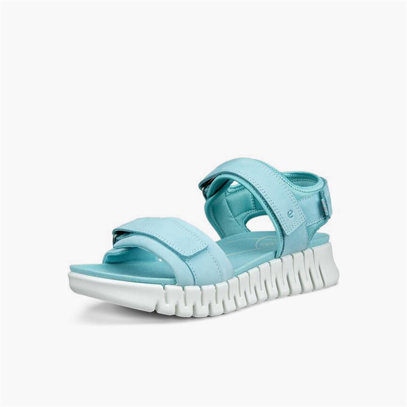 ECCO Womens Gruuv Sol Nubuck Ankle Strap Sandals Aquatic