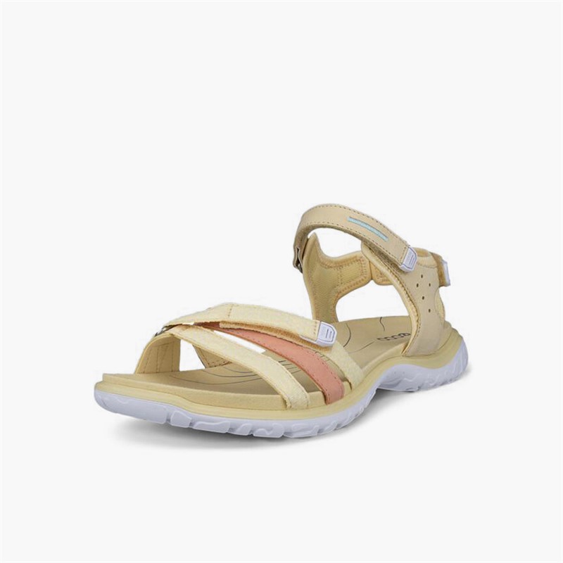 ECCO Womens Offroad Roam Nubuck Ankle Strap Sandals Straw/Bright White/Dusty Peach/Straw