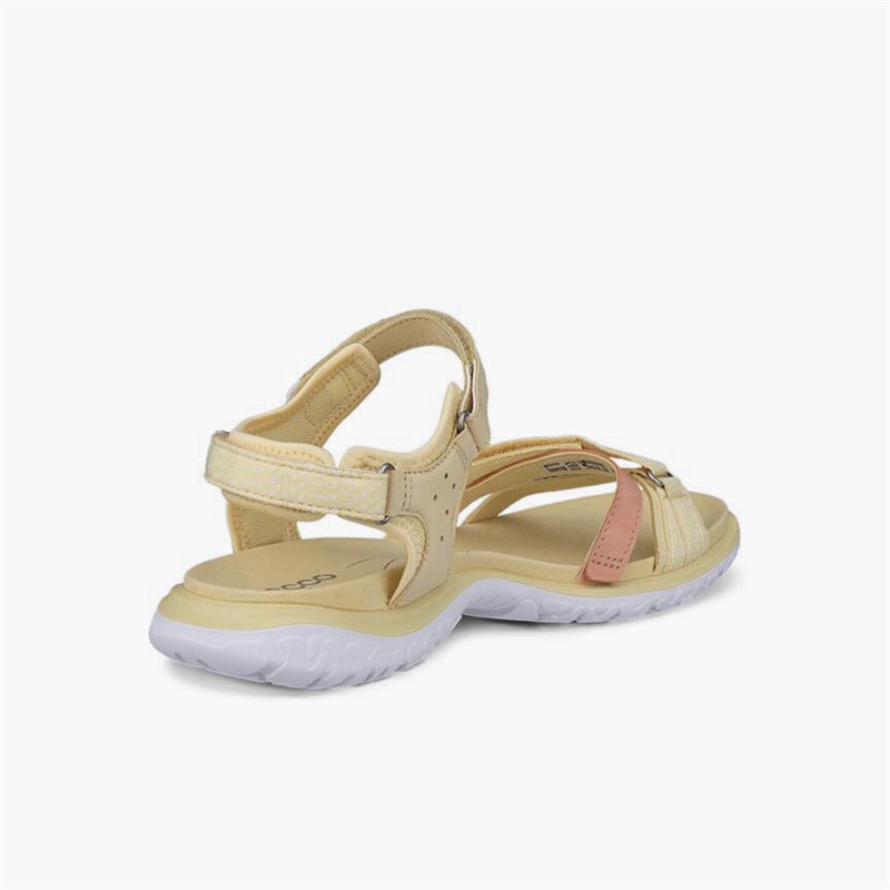 ECCO Womens Offroad Roam Nubuck Ankle Strap Sandals Straw/Bright White/Dusty Peach/Straw