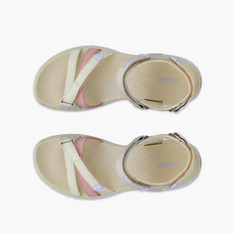 ECCO Womens Offroad Roam Nubuck Ankle Strap Sandals Straw/Bright White/Dusty Peach/Straw