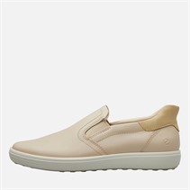 ECCO Womens Soft 7 Easy Slip Lace Trainers Beige/Limestone