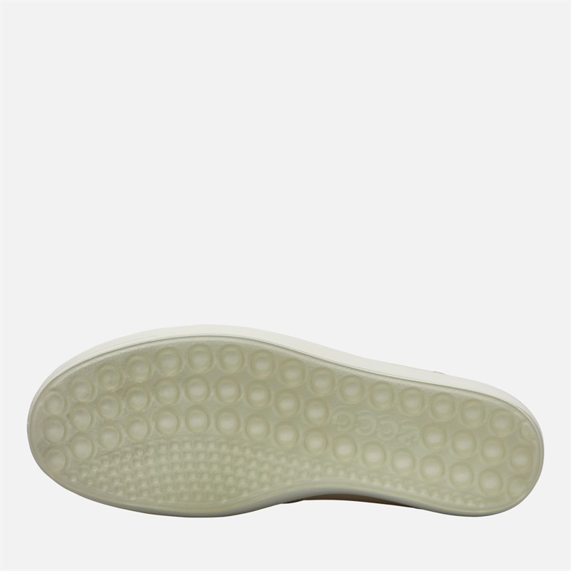 ECCO Womens Soft 7 Easy Slip Lace Trainers Beige/Limestone