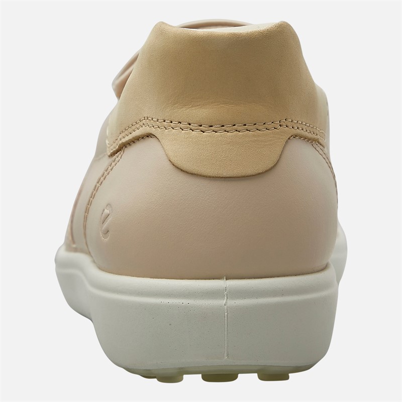 ECCO Womens Soft 7 Easy Slip Lace Trainers Beige/Limestone