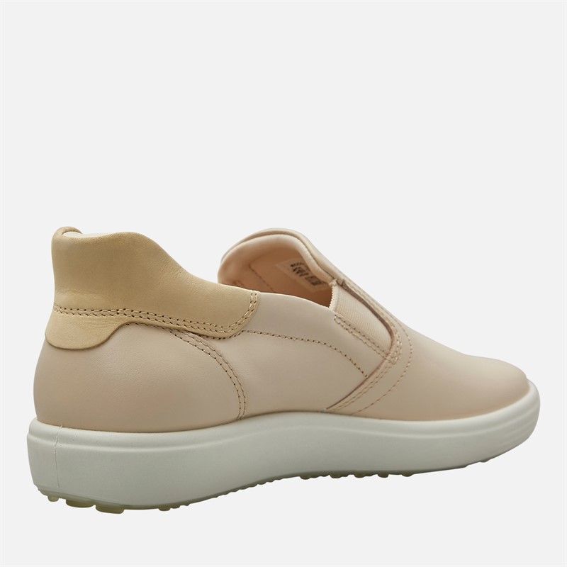ECCO Womens Soft 7 Easy Slip Lace Trainers Beige/Limestone