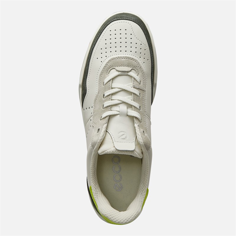 ECCO Mens Street Court Trainers White/Peat/Yellow