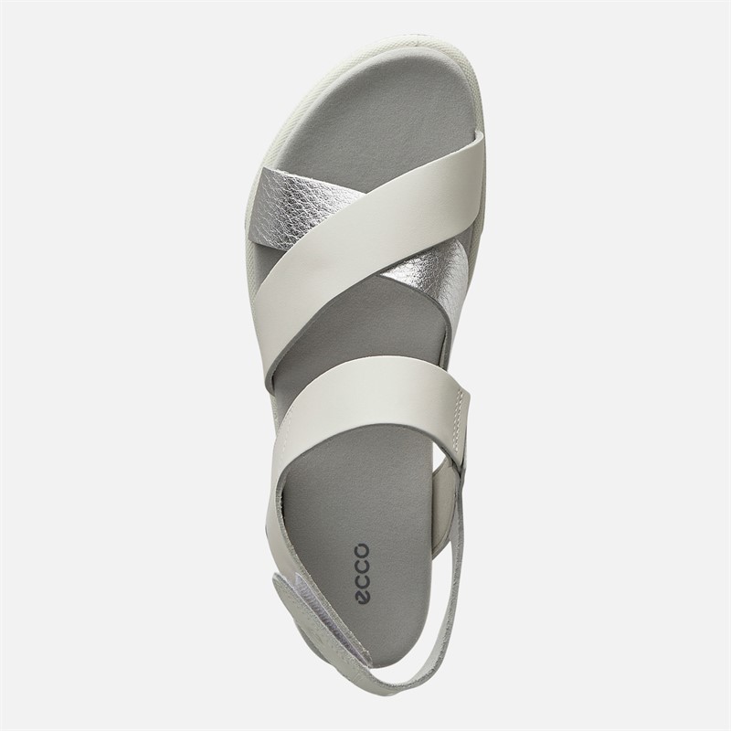 ECCO Womens Samara Leather Backstrap Sandals White/Silver