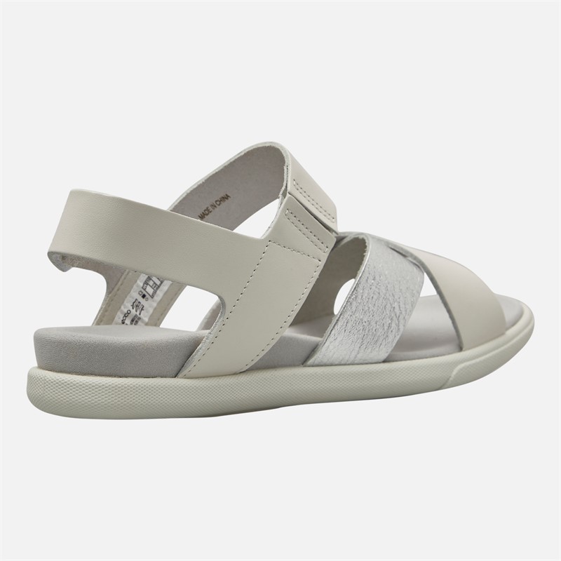 ECCO Womens Samara Leather Backstrap Sandals White/Silver
