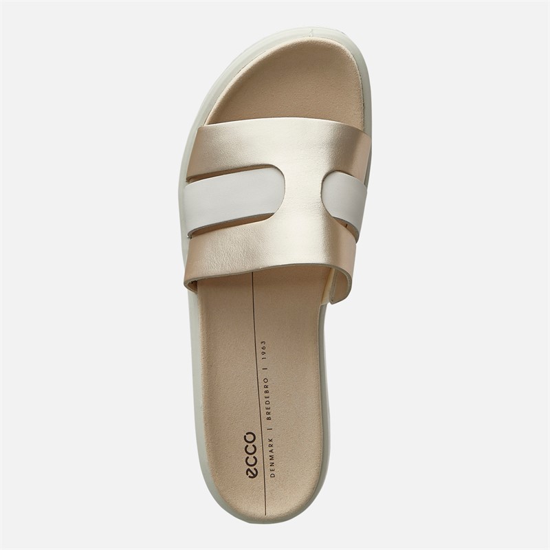 ECCO Womens Flowt Slide Sandals Gold Metallic/White