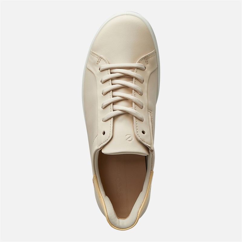 ECCO Womens Soft 7 Easy Slip Lace Trainers Beige/Limestone