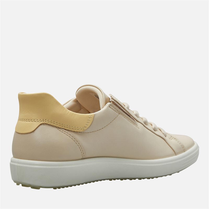 ECCO Womens Soft 7 Easy Slip Lace Trainers Beige/Limestone