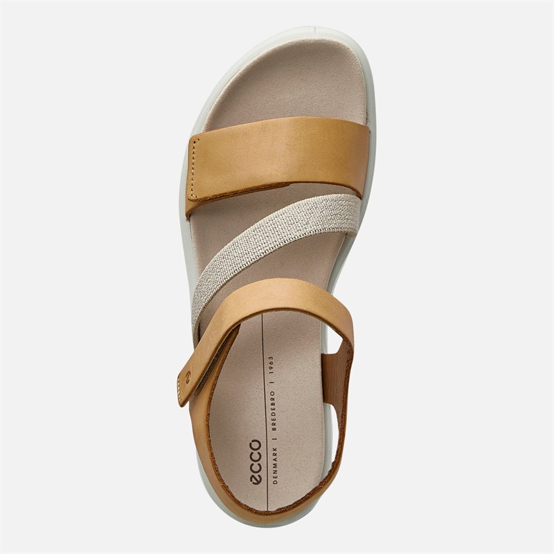 ECCO Womens Flowt Nubuck Wedge Sandals Lion