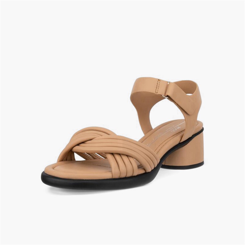 ECCO Damen Geformte 36 Röhre Leder Absatz Sandalen Biscuit