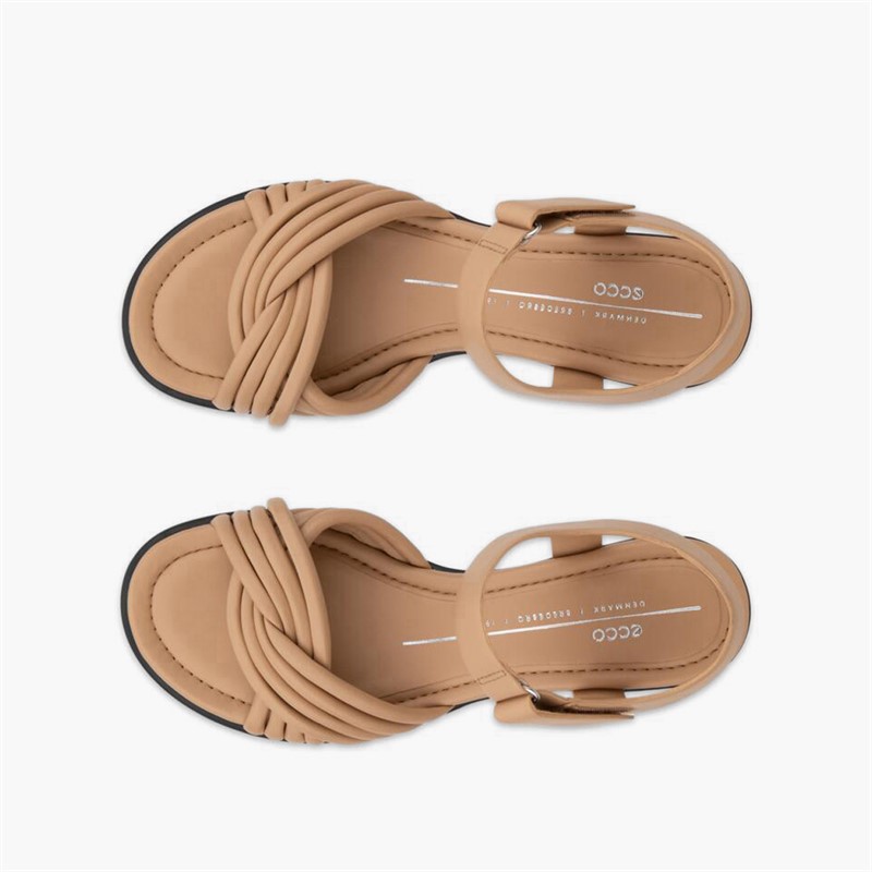ECCO Damen Geformte 36 Röhre Leder Absatz Sandalen Biscuit