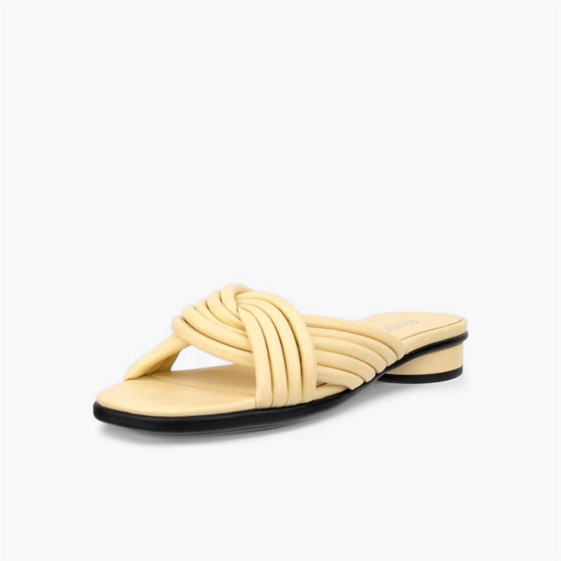 ECCO Damen Alba Leder Kreuz Riemen Slide Sandalen Straw