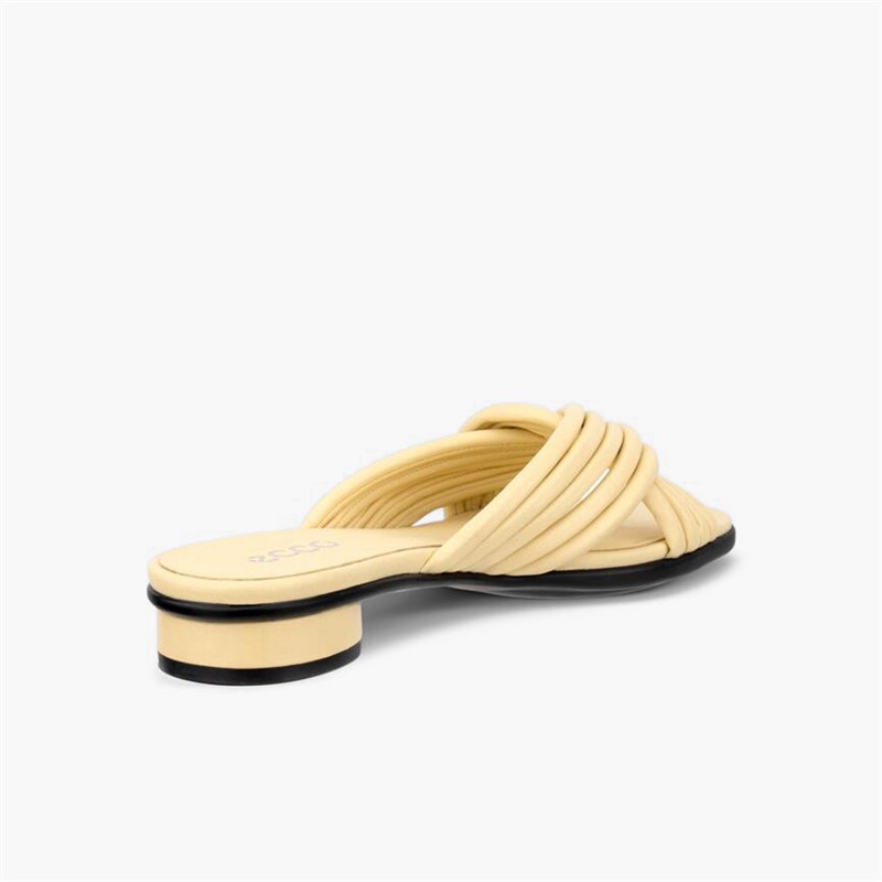 ECCO Damen Alba Leder Kreuz Riemen Slide Sandalen Straw