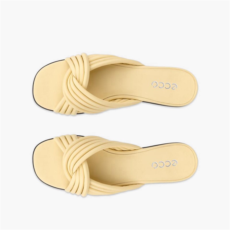 ECCO Damen Alba Leder Kreuz Riemen Slide Sandalen Straw