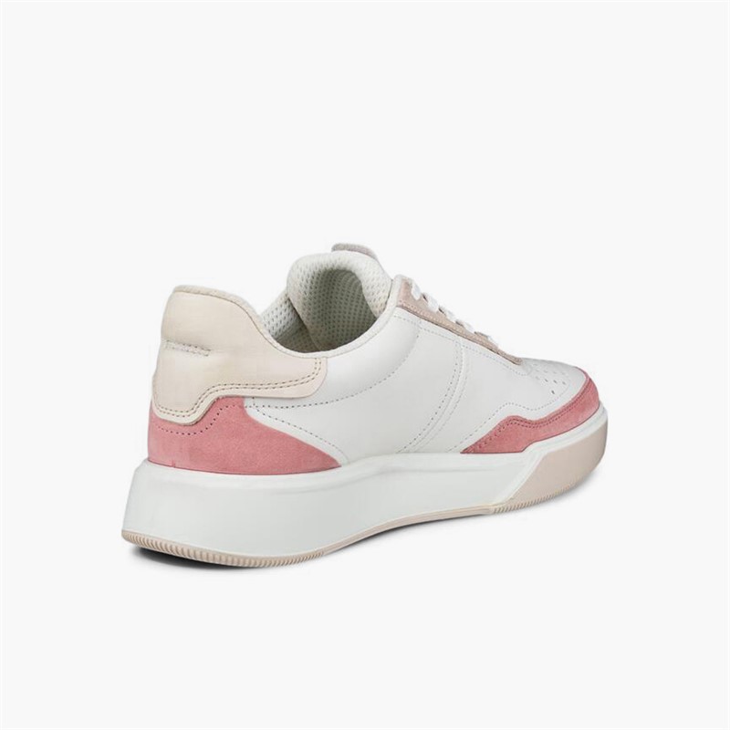 ECCO Womens Street Court Leather Trainers Old Rose/White/Rose Dust