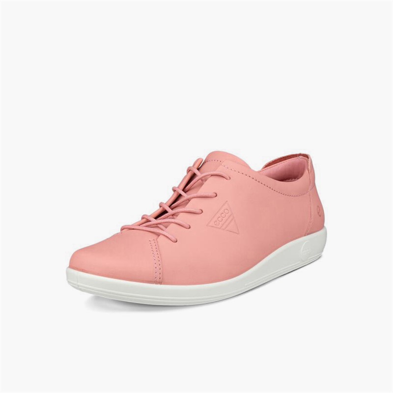 ECCO Womens Soft 2 Anniversary Leather Trainers Old Rose
