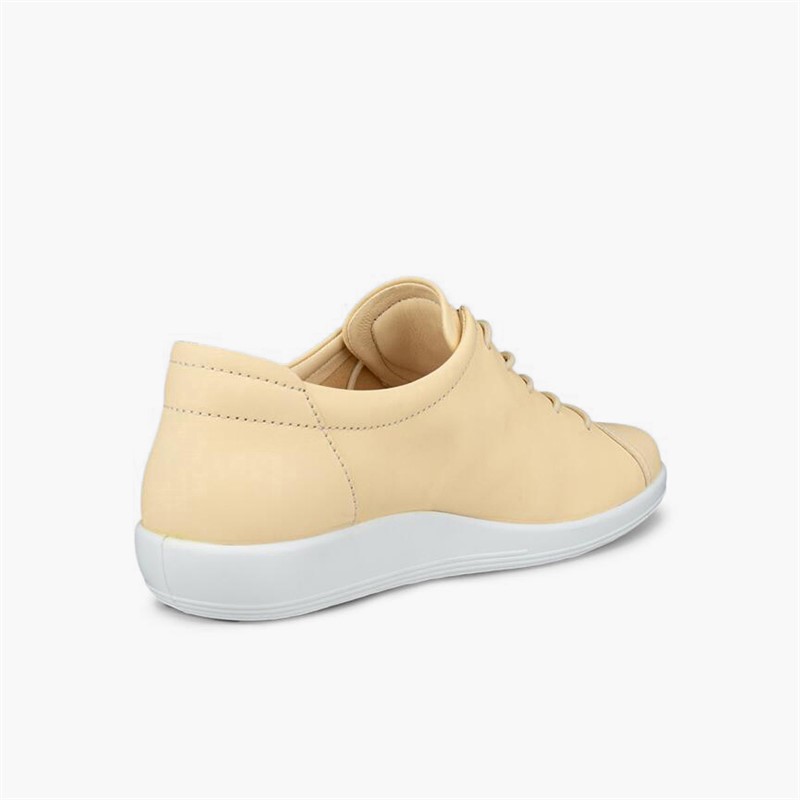 ECCO Womens Soft 2 Anniversary Leather Trainers Straw