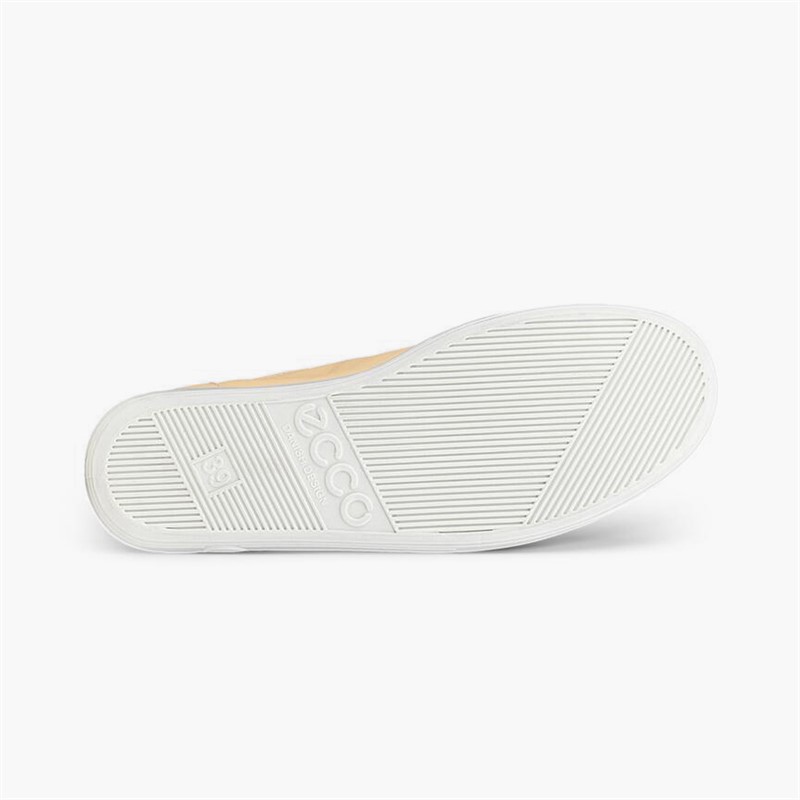 ECCO Womens Soft 2 Anniversary Leather Trainers Straw