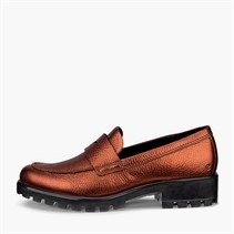 ECCO Womens Moodtray Leather Loafers Bronze Antique