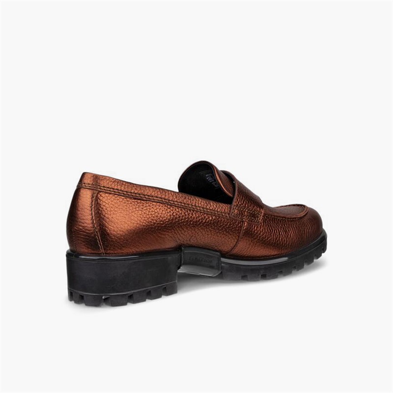 ECCO Womens Moodtray Leather Loafers Bronze Antique