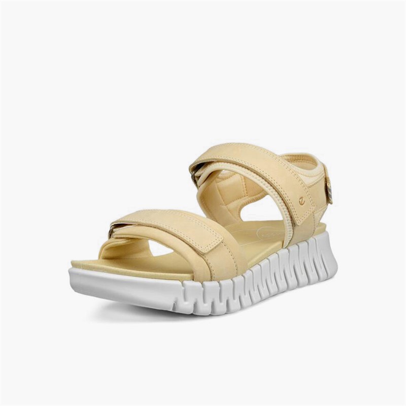 ECCO Womens Gruuv Sol Nubuck Ankle Strap Sandals Straw