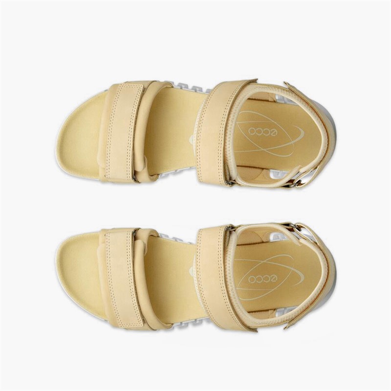 ECCO Womens Gruuv Sol Nubuck Ankle Strap Sandals Straw