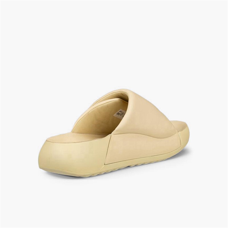 ECCO Womens Cozmo Leather Strap Sliders Straw