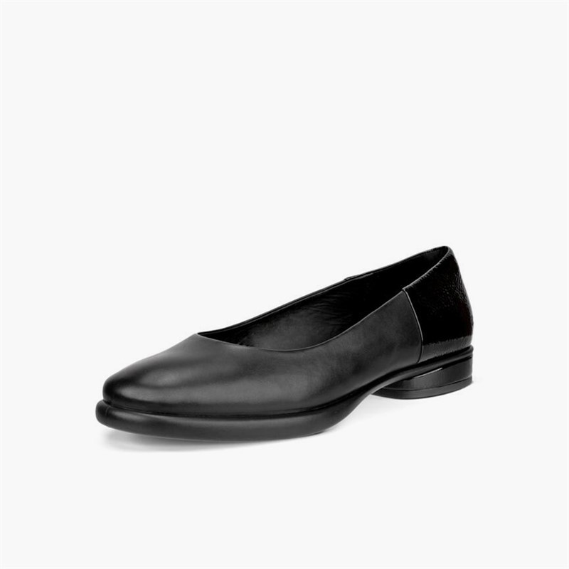 ECCO Damen Skulpturierte Leder Ballerinas Schwarz