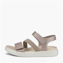 ECCO Womens Flowt Nubuck Wedge Sandals Grey Rose Metallic