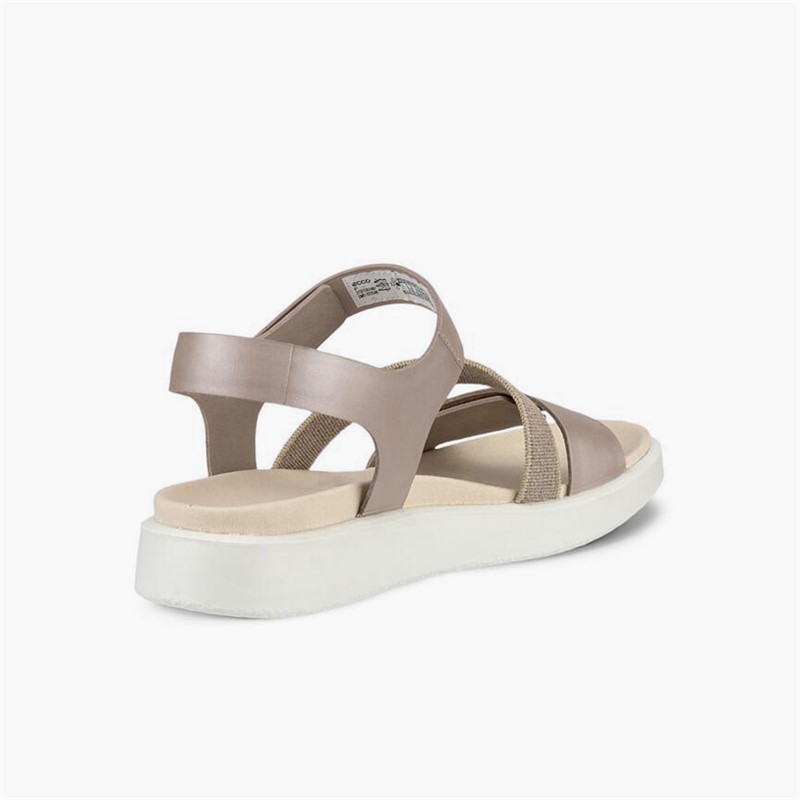 ECCO Womens Flowt Nubuck Wedge Sandals Grey Rose Metallic