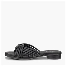 ECCO Kvinder skulpturerede alba læder krydsrem slide sandaler Sort