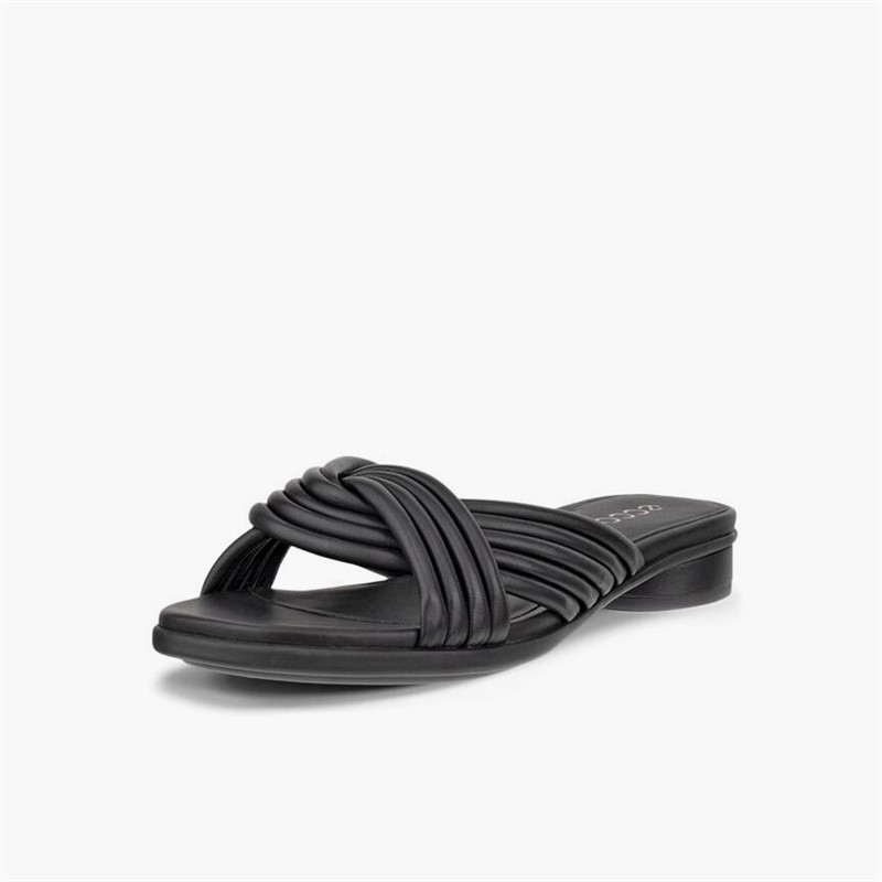 ECCO Kvinder skulpturerede alba læder krydsrem slide sandaler Sort